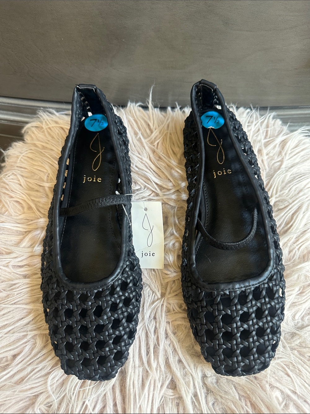 Joie Black Woven Mary Jane Flats